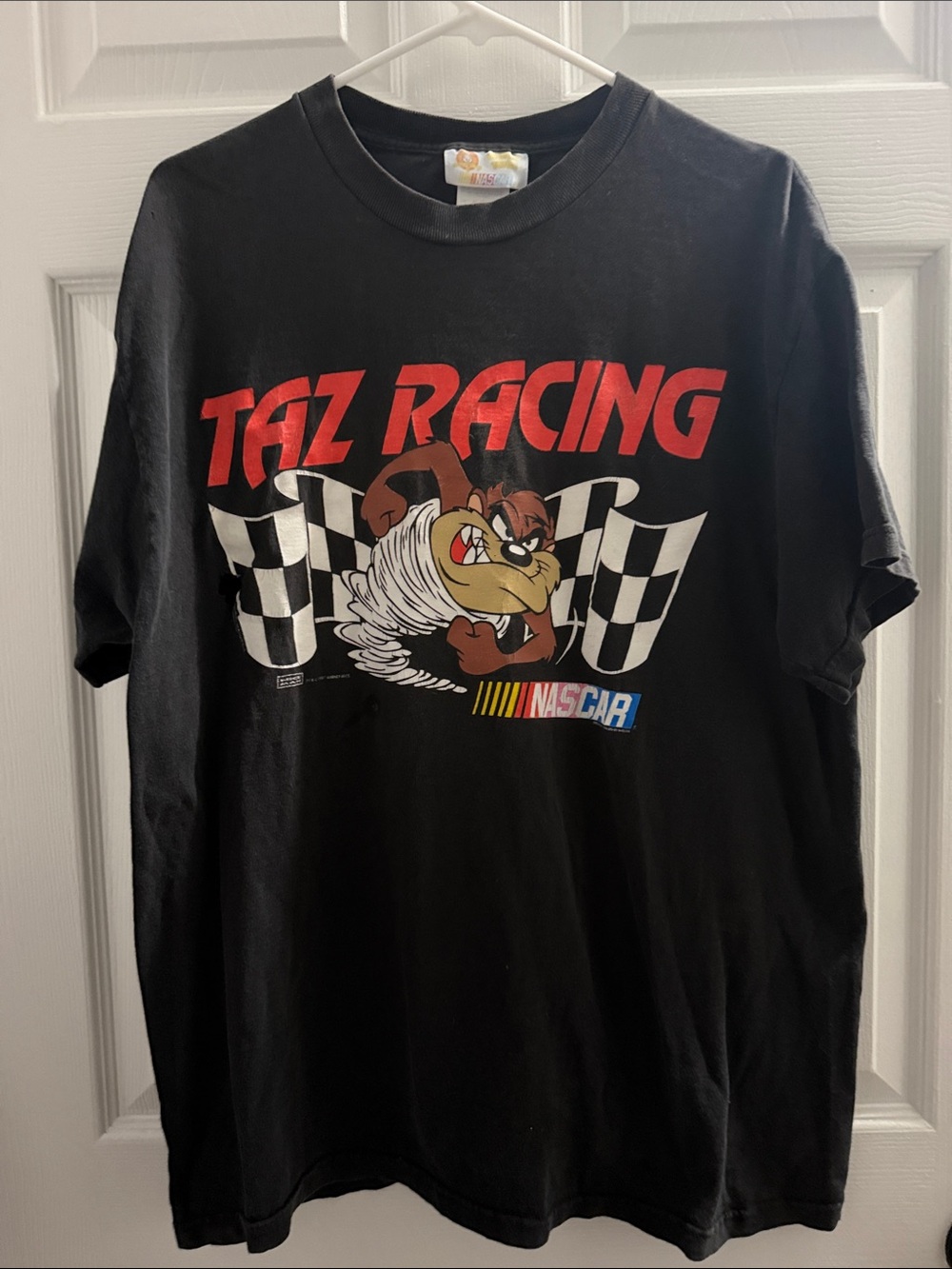 Nascar Taz Racing Black Graphic Tee with Red Logo